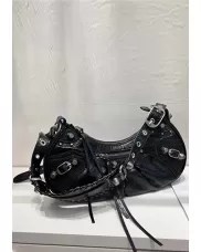 The Route 66 Small Studded Leather Shoulder Bag Black