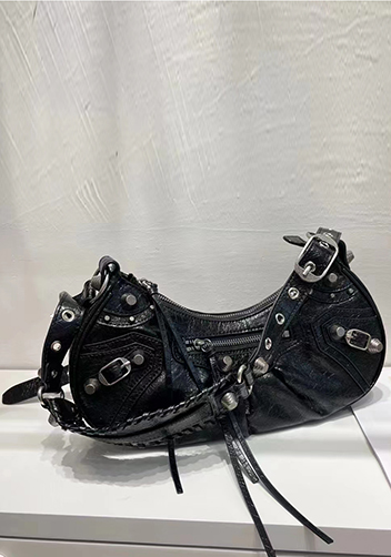 The Route 66 Small Studded Leather Shoulder Bag Black