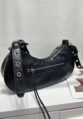 The Route 66 Small Studded Leather Shoulder Bag Black