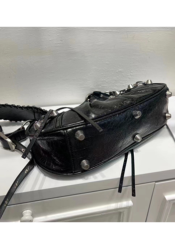 The Route 66 Small Studded Leather Shoulder Bag Black