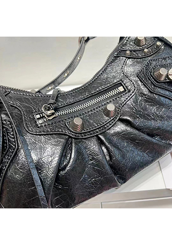 The Route 66 Small Studded Leather Shoulder Bag Black
