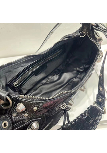The Route 66 Small Studded Leather Shoulder Bag Black