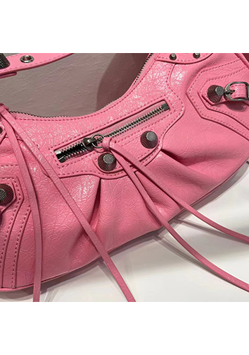 The Route 66 Small Studded Leather Shoulder Bag Pink