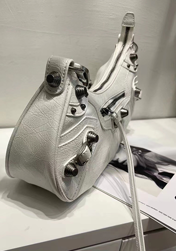 The Route 66 Small Studded Leather Shoulder Bag White