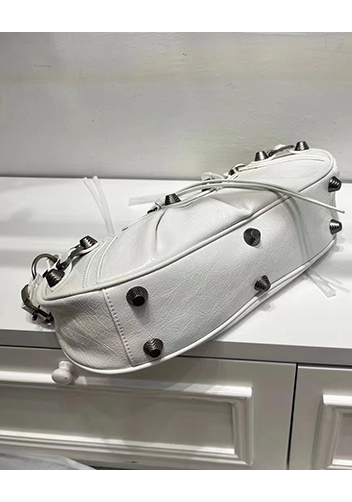 The Route 66 Small Studded Leather Shoulder Bag White