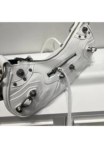 The Route 66 Small Studded Leather Shoulder Bag White