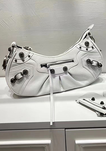 The Route 66 Small Studded Leather Shoulder Bag White