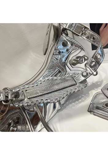 The Route 66 Small Studded Leather Shoulder Bag Sliver