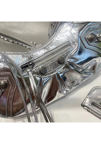 The Route 66 Small Studded Leather Shoulder Bag Sliver