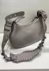 The Route 66 XS Studded Croc-effect Leather Shoulder Bag Grey