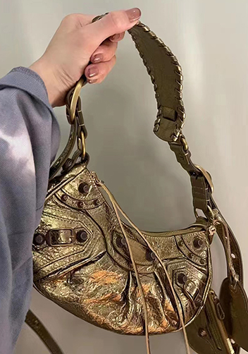The Route 66 XS Studded Leather Shoulder Bag Gold