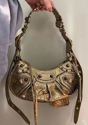 The Route 66 XS Studded Leather Shoulder Bag Gold