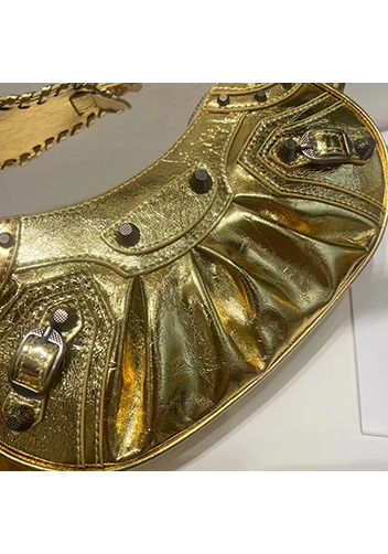 The Route 66 XS Studded Leather Shoulder Bag Gold