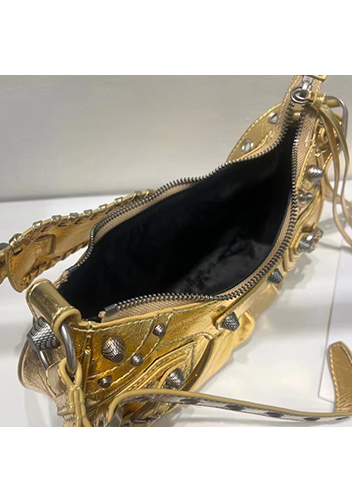 The Route 66 XS Studded Leather Shoulder Bag Gold