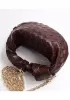 Dina Small Knotted Intrecciato Leather Tote Chain Chocolate