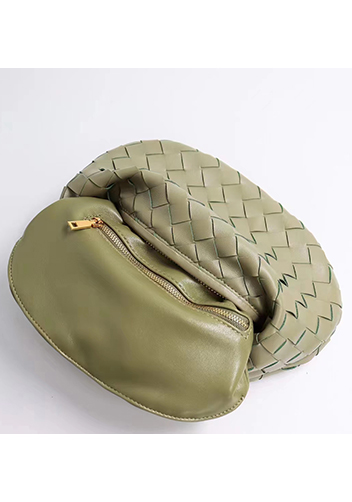 Dina Small Knotted Intrecciato Leather Tote Chain Green