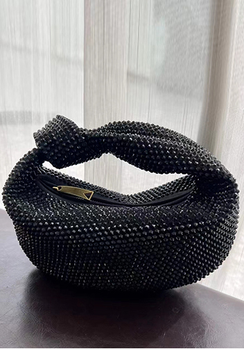 Dina Small Knotted Rhinestone Designs Tote Black
