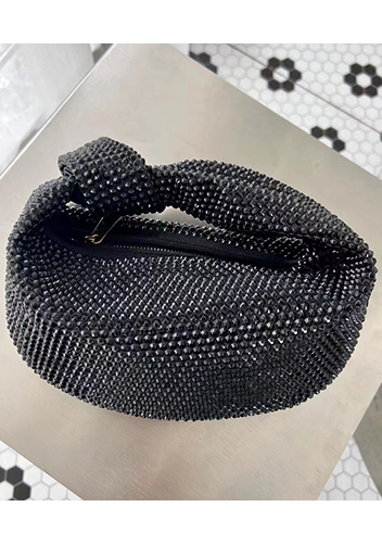 Dina Small Knotted Rhinestone Designs Tote Black