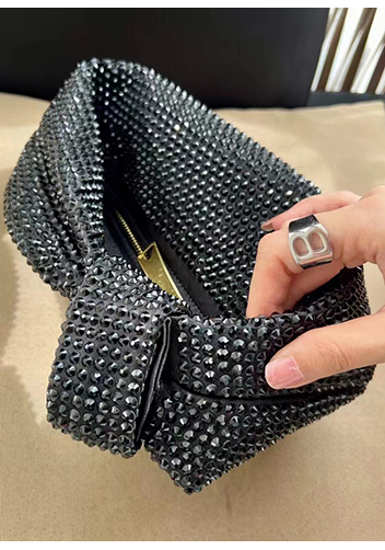Dina Small Knotted Rhinestone Designs Tote Black