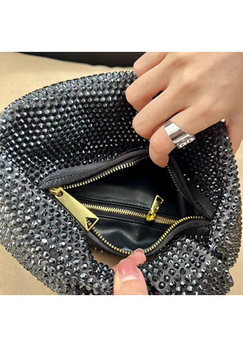 Dina Small Knotted Rhinestone Designs Tote Black