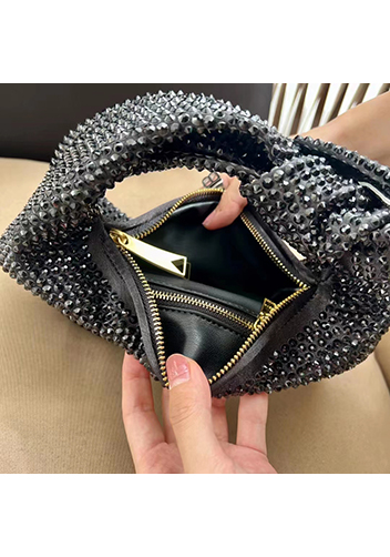 Dina Small Knotted Rhinestone Designs Tote Black