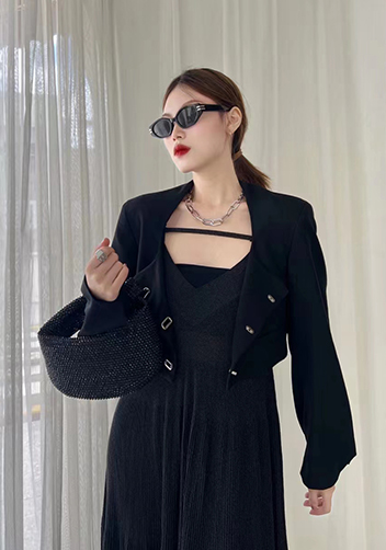 Dina Small Knotted Rhinestone Designs Tote Black