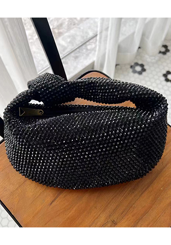 Dina Small Knotted Rhinestone Designs Tote Black