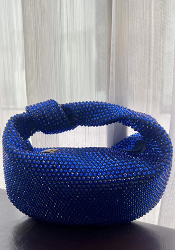 Dina Small Knotted Rhinestone Designs Tote Blue