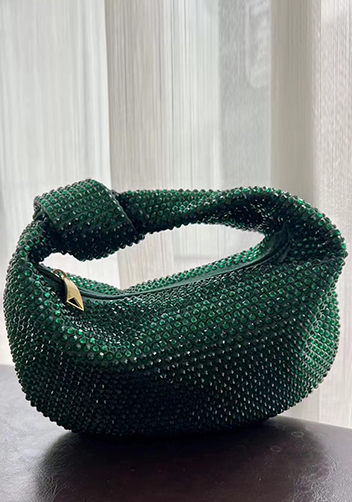 Dina Small Knotted Rhinestone Designs Tote Green