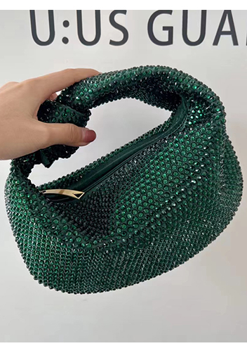 Dina Small Knotted Rhinestone Designs Tote Green