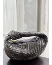 Dina Small Knotted Rhinestone Designs Tote Grey