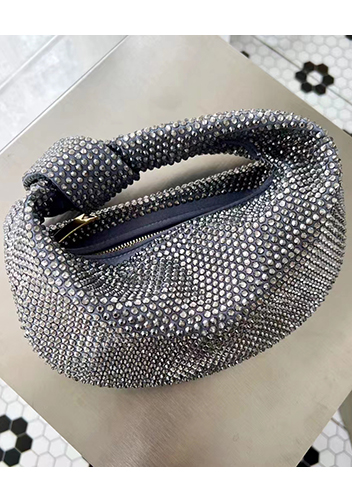 Dina Small Knotted Rhinestone Designs Tote Grey