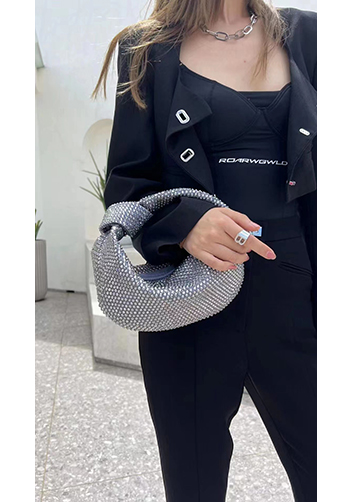 Dina Small Knotted Rhinestone Designs Tote Sliver