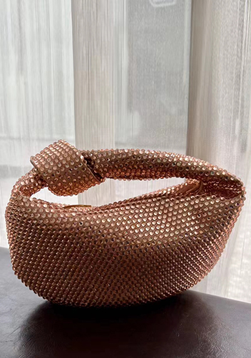 Dina Small Knotted Rhinestone Designs Tote Champagne