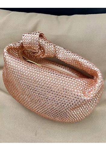 Dina Small Knotted Rhinestone Designs Tote Champagne