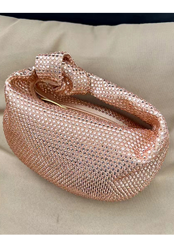 Dina Small Knotted Rhinestone Designs Tote Champagne