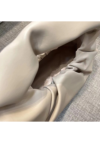 Dina Leather Shoulder Hobo Bag Beige
