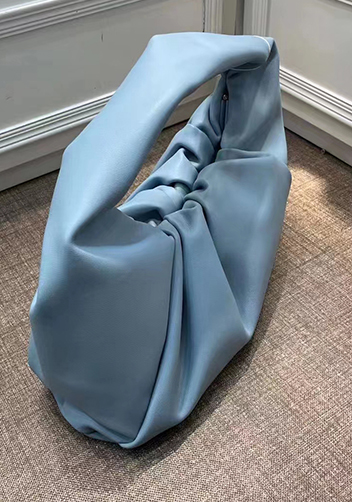 Dina Leather Shoulder Hobo Bag Blue