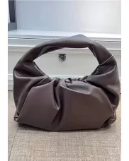 Dina Leather Shoulder Hobo Bag Chocolate