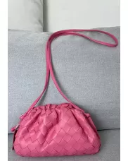 Dina Woven Leather Clutch Shoulder Small Bag Barbie Pink