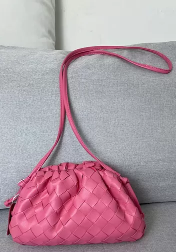 Dina Woven Leather Clutch Shoulder Small Bag Barbie Pink