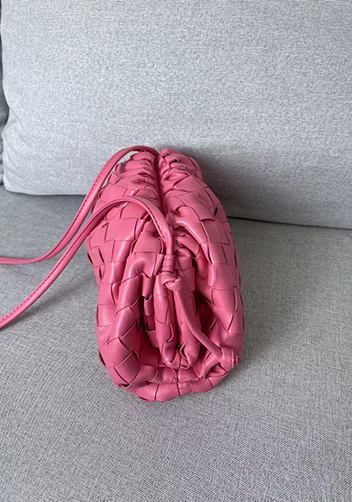 Dina Woven Leather Clutch Shoulder Small Bag Barbie Pink