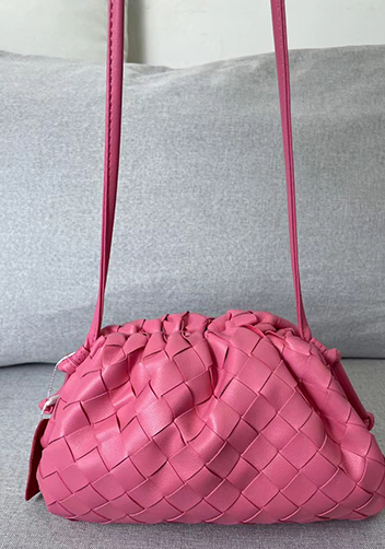 Dina Woven Leather Clutch Shoulder Small Bag Barbie Pink