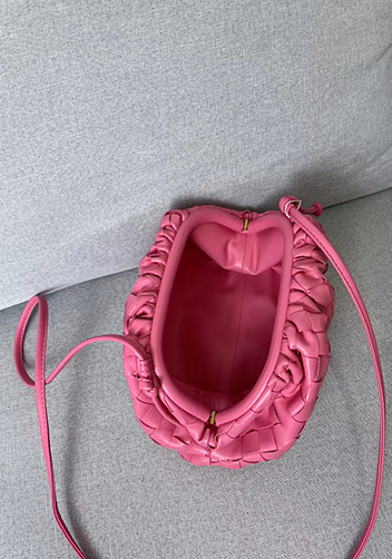 Dina Woven Leather Clutch Shoulder Small Bag Barbie Pink