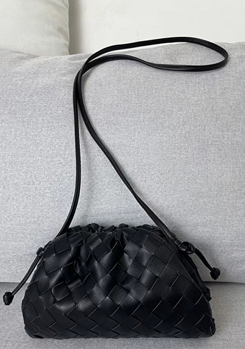 Dina Woven Leather Clutch Shoulder Small Bag Black