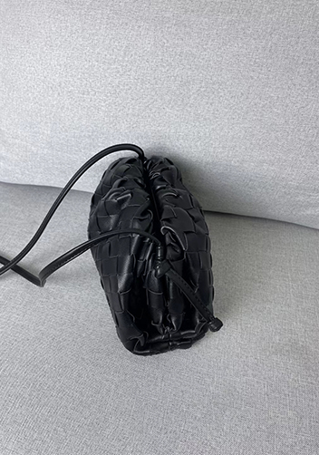 Dina Woven Leather Clutch Shoulder Small Bag Black