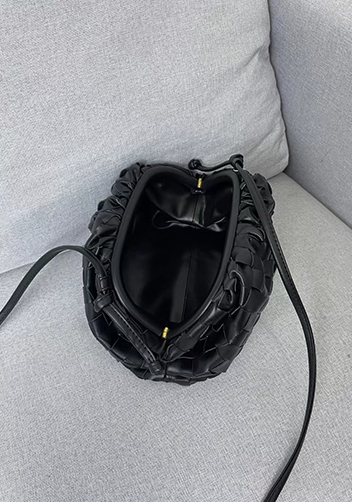 Dina Woven Leather Clutch Shoulder Small Bag Black
