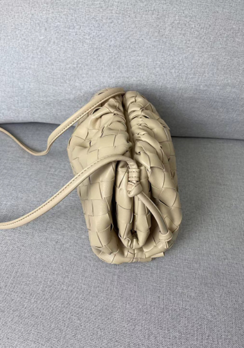 Dina Woven Leather Clutch Shoulder Small Bag Beige