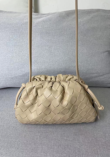 Dina Woven Leather Clutch Shoulder Small Bag Beige