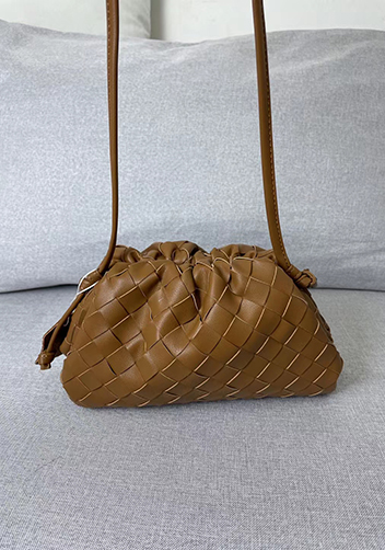 Dina Woven Leather Clutch Shoulder Small Bag Brown